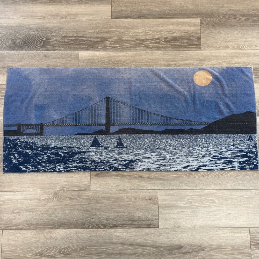 Luciano Vintage Golden Gate Bridge San Francisco Beach Towel Blue 64x27 Cotton